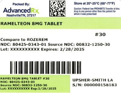 label 1 - Ramelteon 8mg 80425 0343 01
